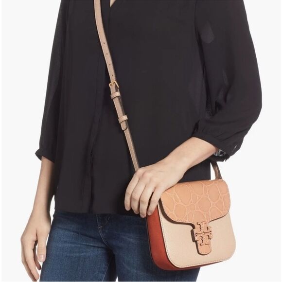 Tory Burch Mcgraw Croc Embossed Crossbody - Picture 3 of 12